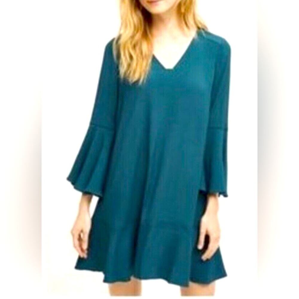 Anthropologie HD In Paris Bell Sleeve Shift Dress‎ Feminine Flirty Babydoll 4P